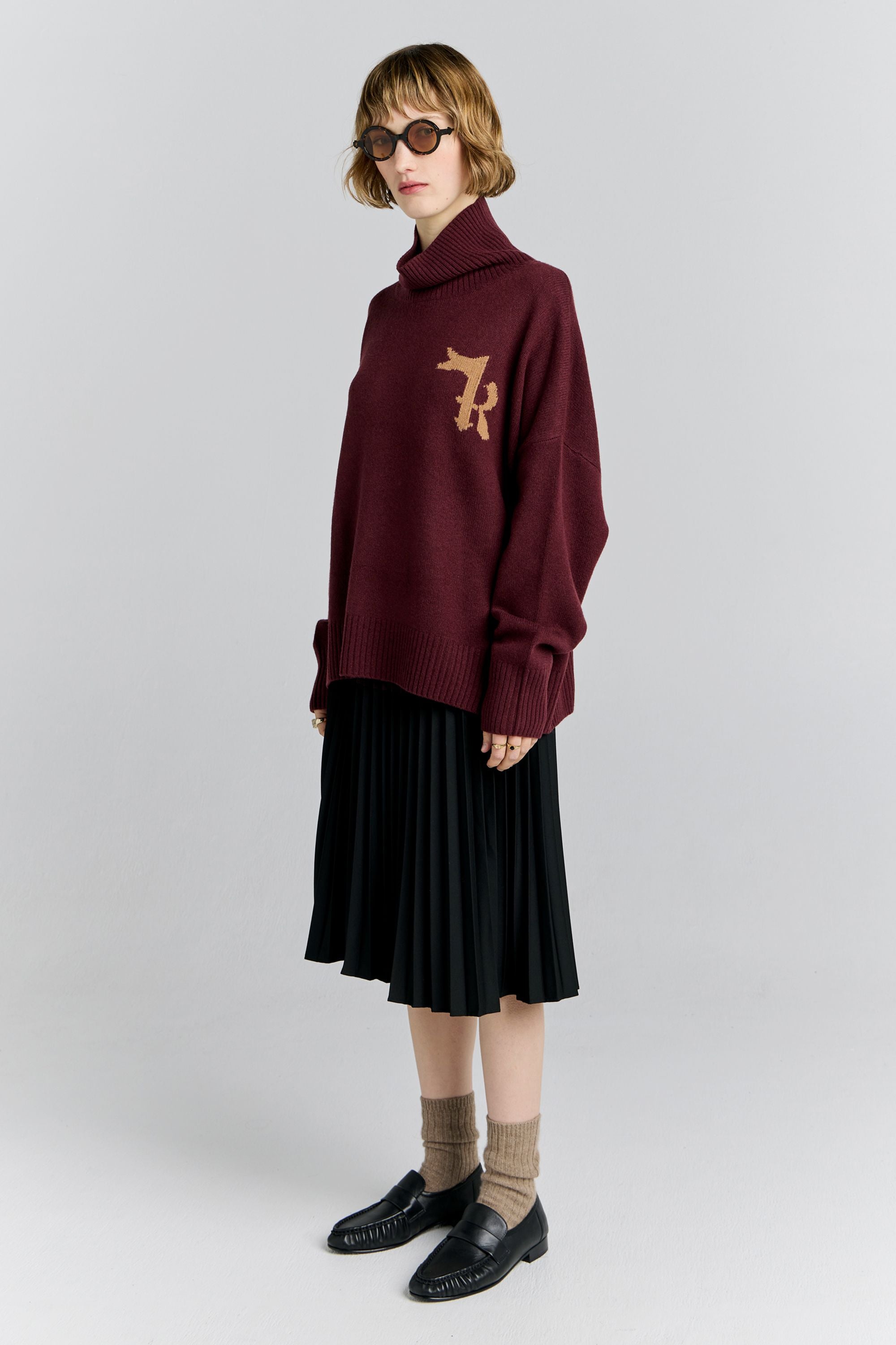 Karen Walker K Flag Sweater Maglione Mogano Lana Merino