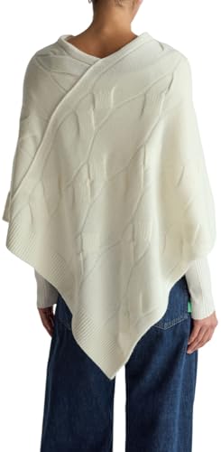 Benetton Maglieria 10K1DU01S Poncho Mantella Bianco