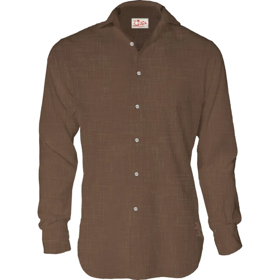 MC2 Saint Barth Pamplona Camicia Uomo Marrone Lino