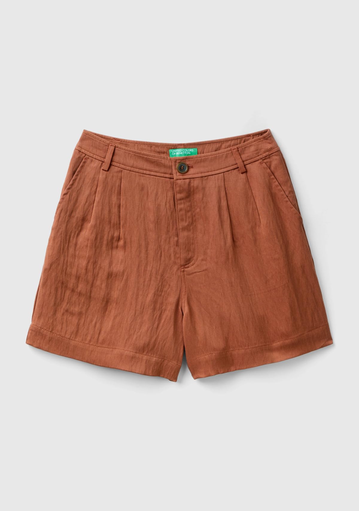 Benetton pantaloncini donna viscosa marrone vita alta