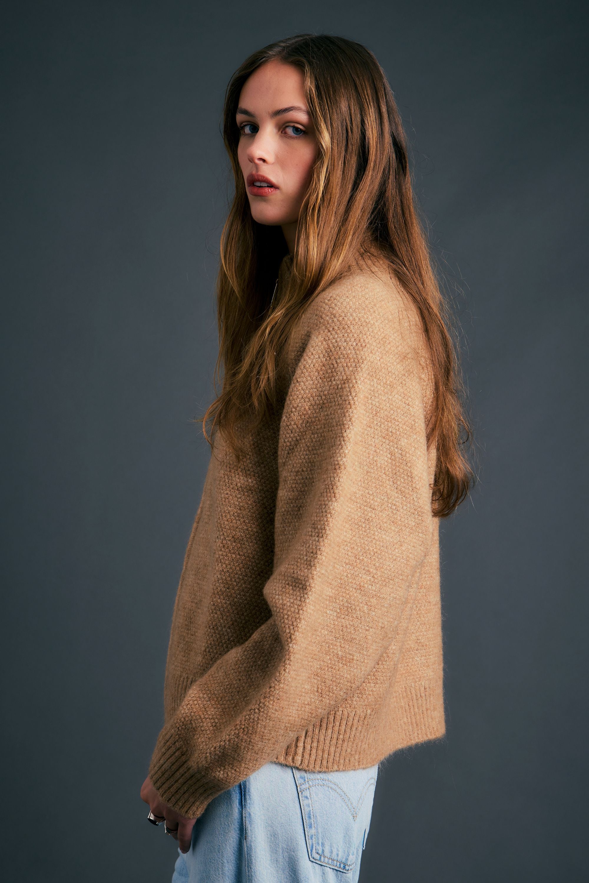 Karen Walker Nestle Bomber Camel maglia mohair