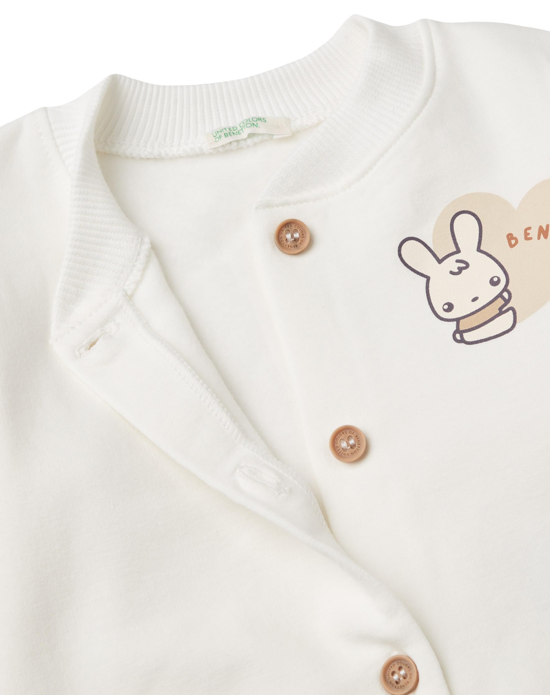 Benetton Giacca M/L felpa aperta stampa cuore
