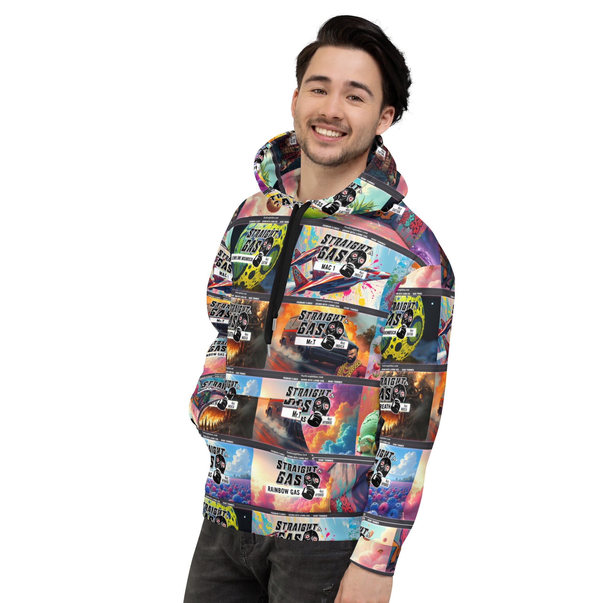 Pure Trash Straight Gas Label Pattern felpa uomo con cappuccio