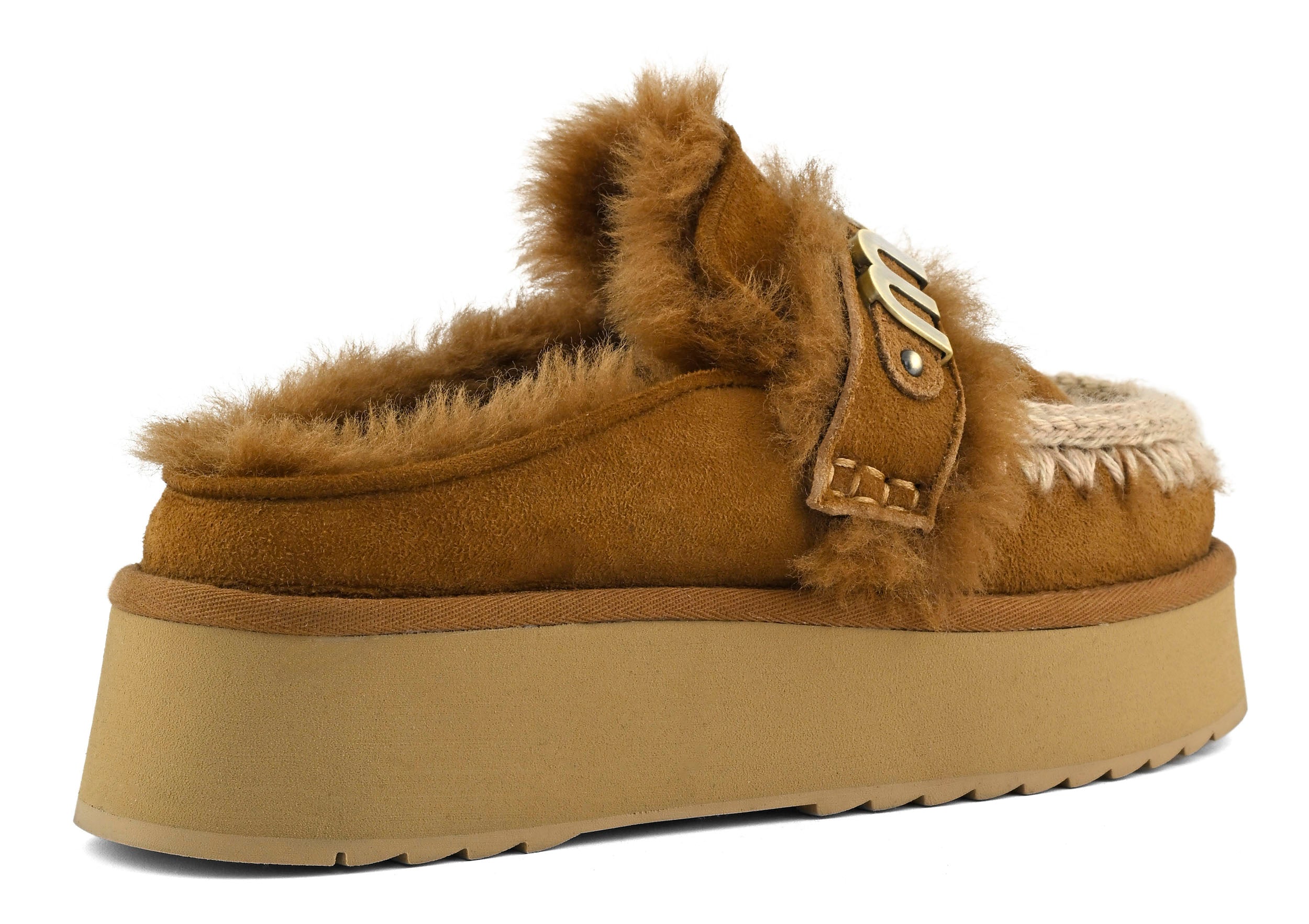 Mou Platform Clog FW681006A ciabatta cognac montone
