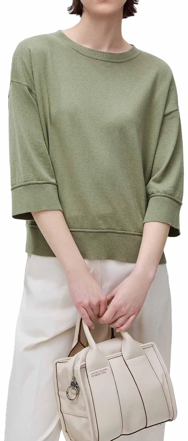 Benetton Maglieria Maglione Boxy Girocollo Spalla Scesa 3/4