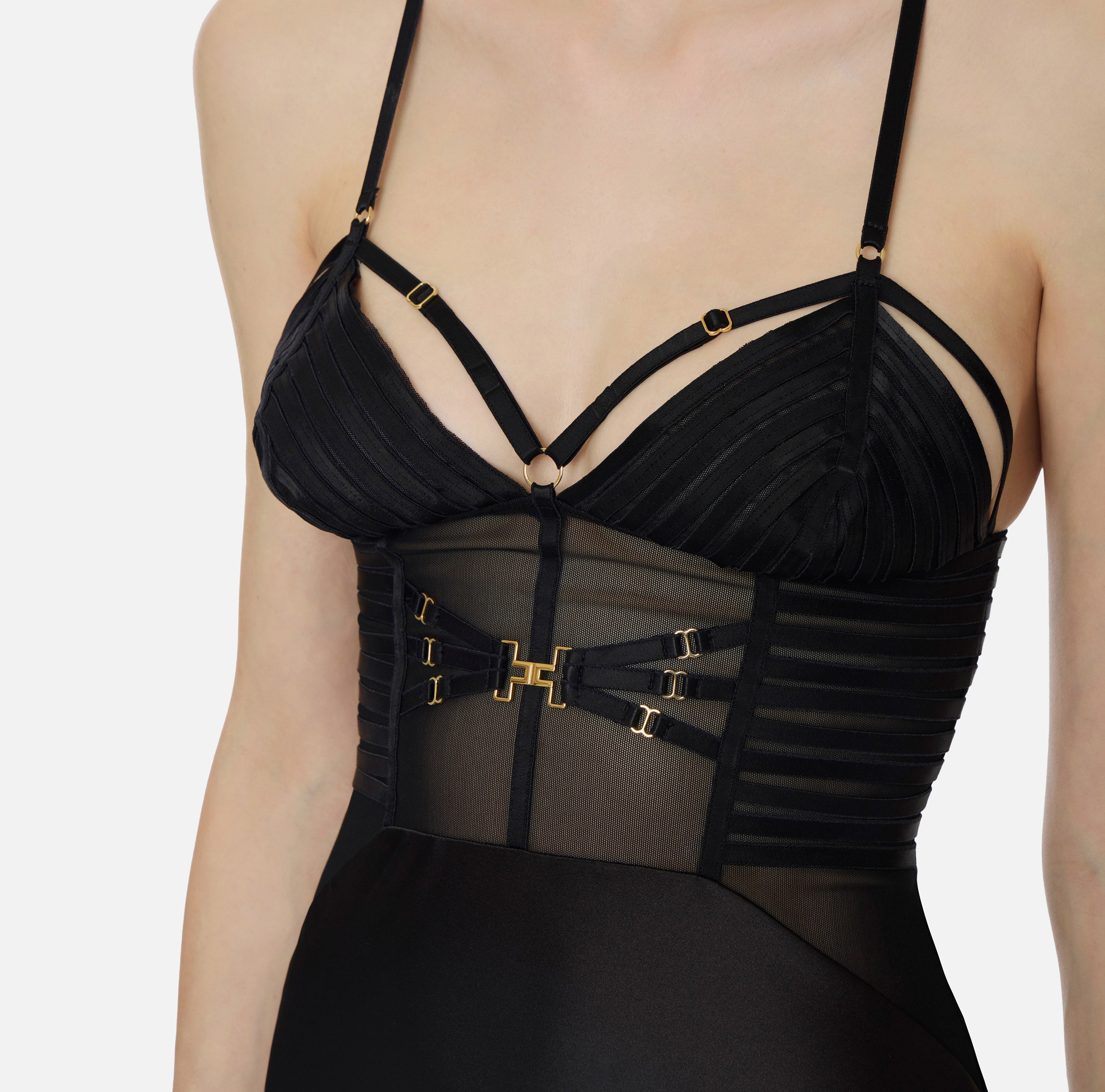 Elisabetta Franchi ABR5362E2 abito nero raso red carpet