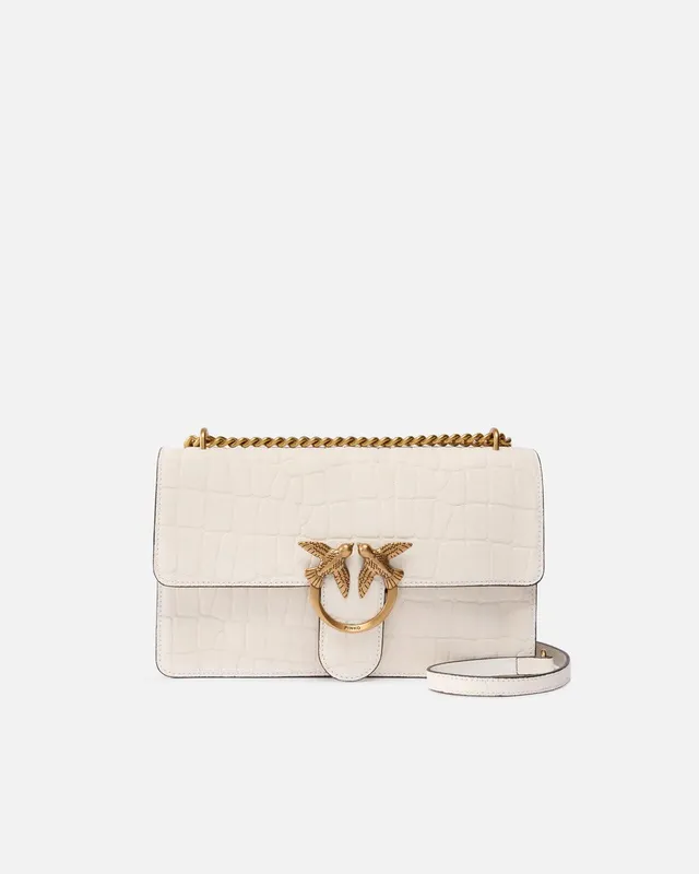 Pinko Love One Classic 100941 A2YW borsa bianco coccodrillo