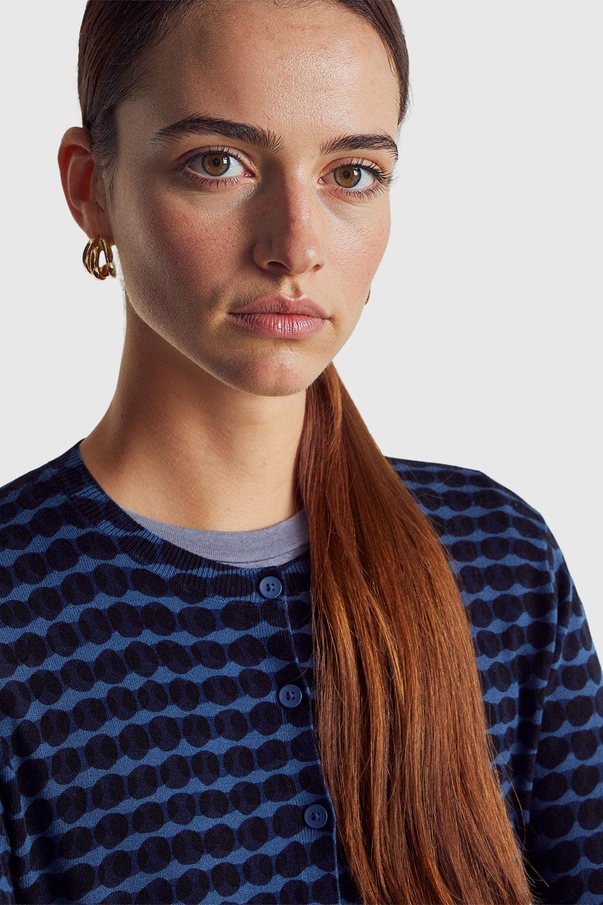 Benetton Maglieria Maglia Coreana Scollo Rotondo Stampa Allover
