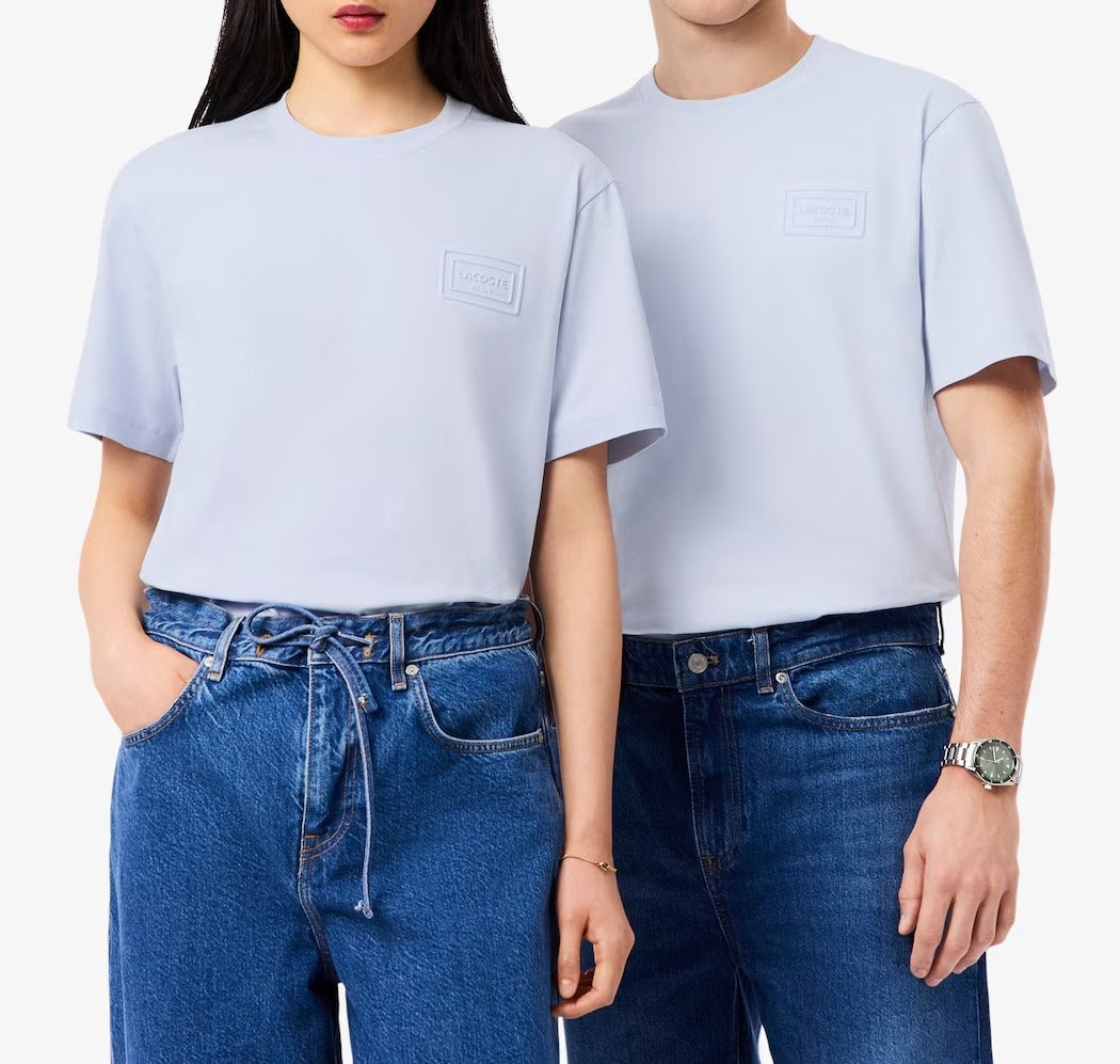 Lacoste TH0753 t-shirt unisex Blu Chiaro jersey cotone