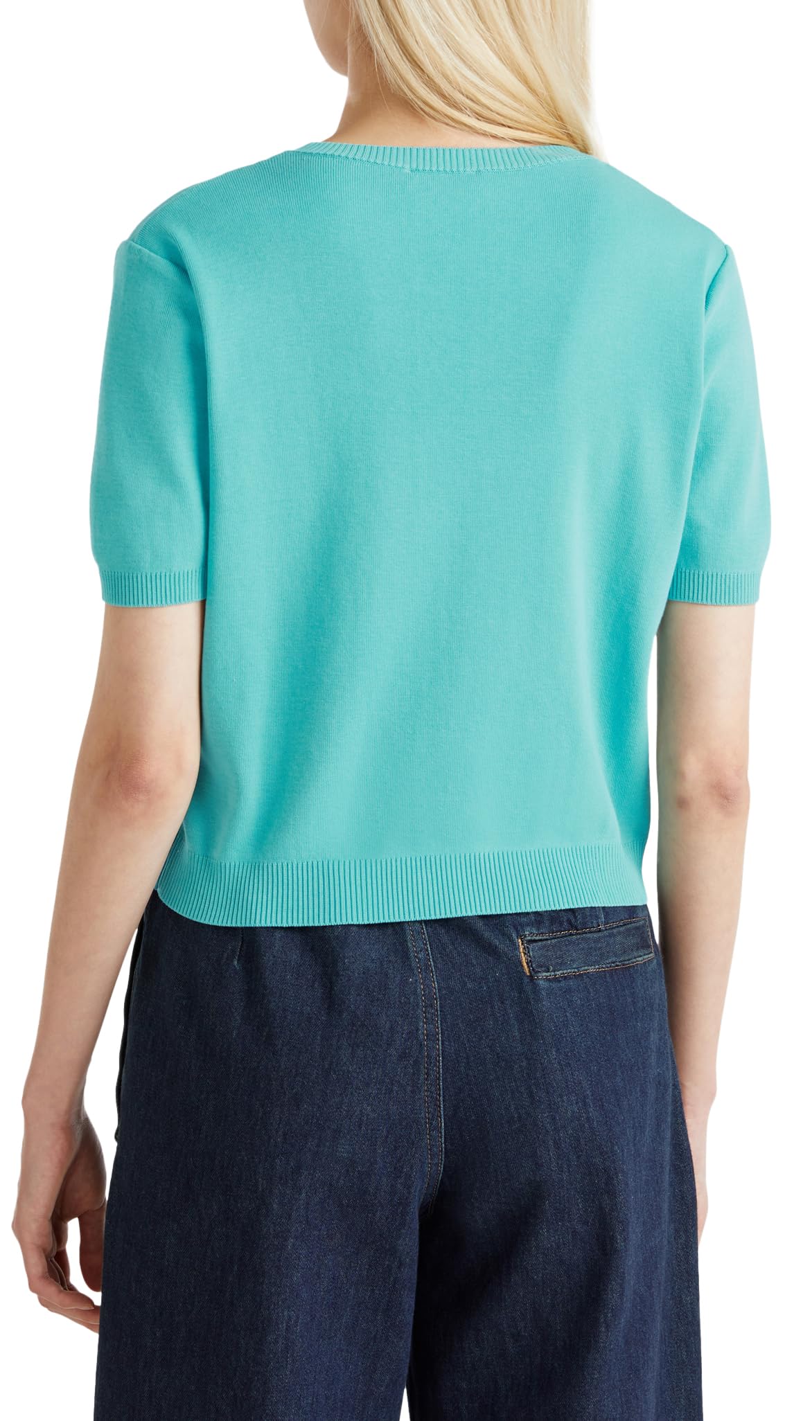 Benetton Maglieria 1091d10d5 maglia donna verde manica corta