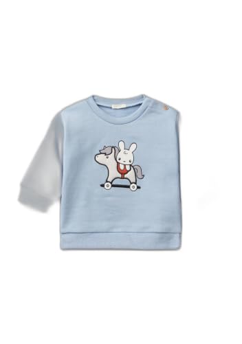 Benetton Maglia Tuta Bimbo Celeste 50 Cotone Ricamata