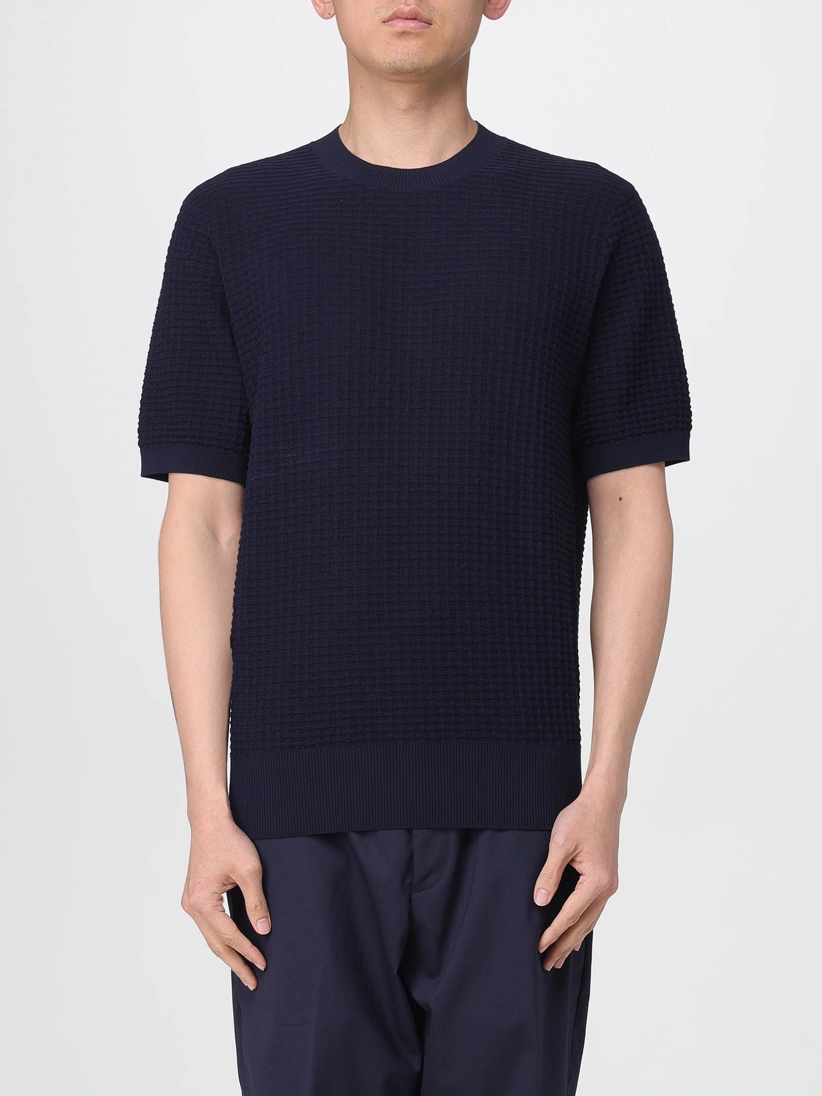 Kangra 3015 21 maglia uomo cotone blu punto alveare taglia 50