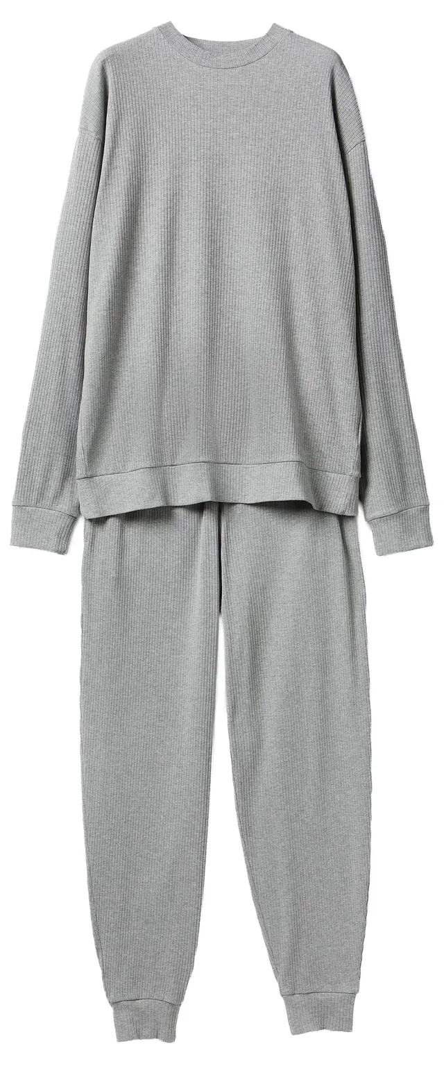 Benetton 3PCF4P02X Pigiama Uomo Costina Grigio