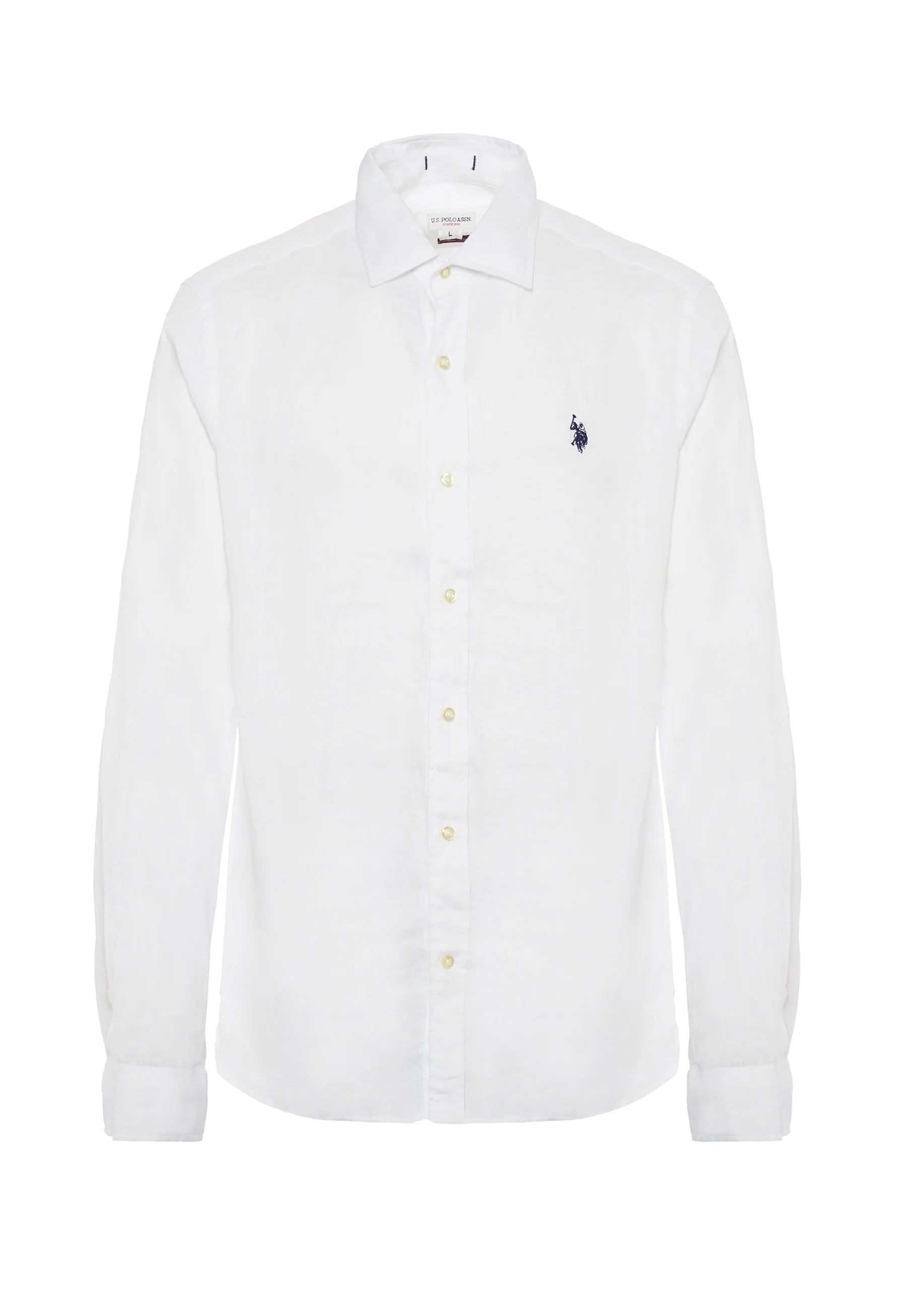 U.S. Polo Assn. US43104011 Camicia Lino Uomo Bianco Slim
