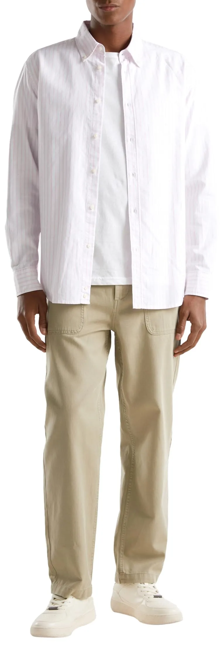 Benetton 4ujmuf042 Pantalone Uomo Verde Oliva 42 lino