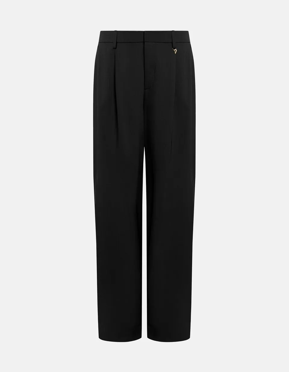 Dondup Lia DP840S Pantalone Nero Wide Leg Lana