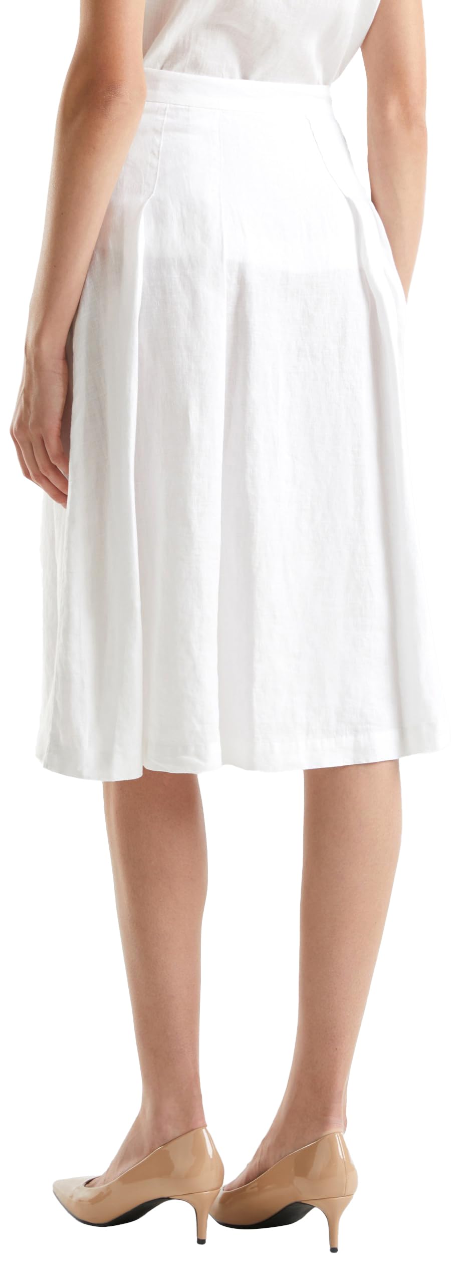 Benetton Gonne 4AGHD0039 Midi Lino Bianco Ottico 36