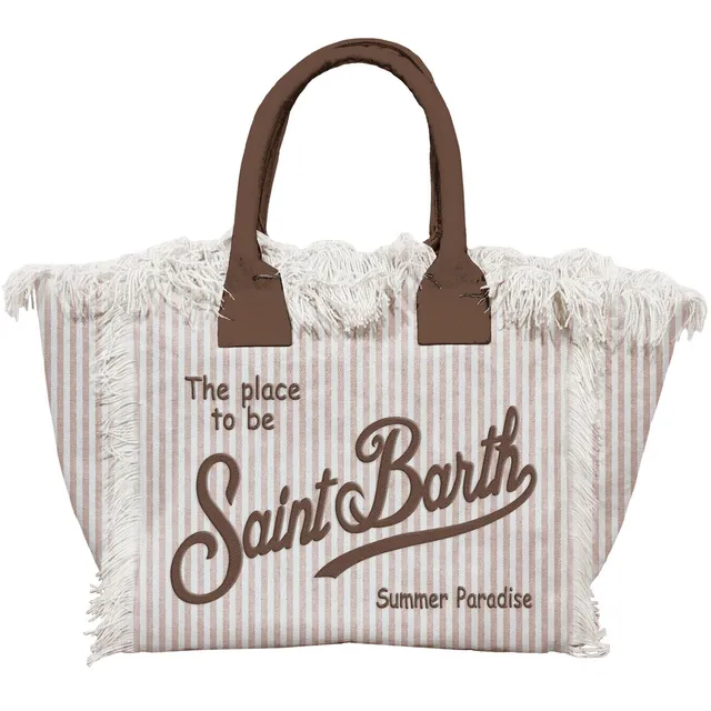 MC2 Saint Barth Colette Borsa Cotone Beige a Righe
