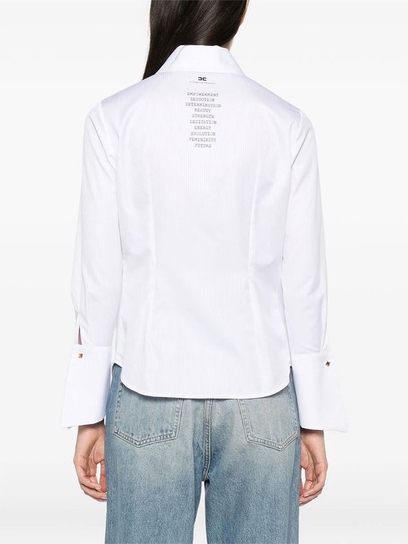 Elisabetta Franchi CA18866E2 Camicia Bianco Cotone Rigato