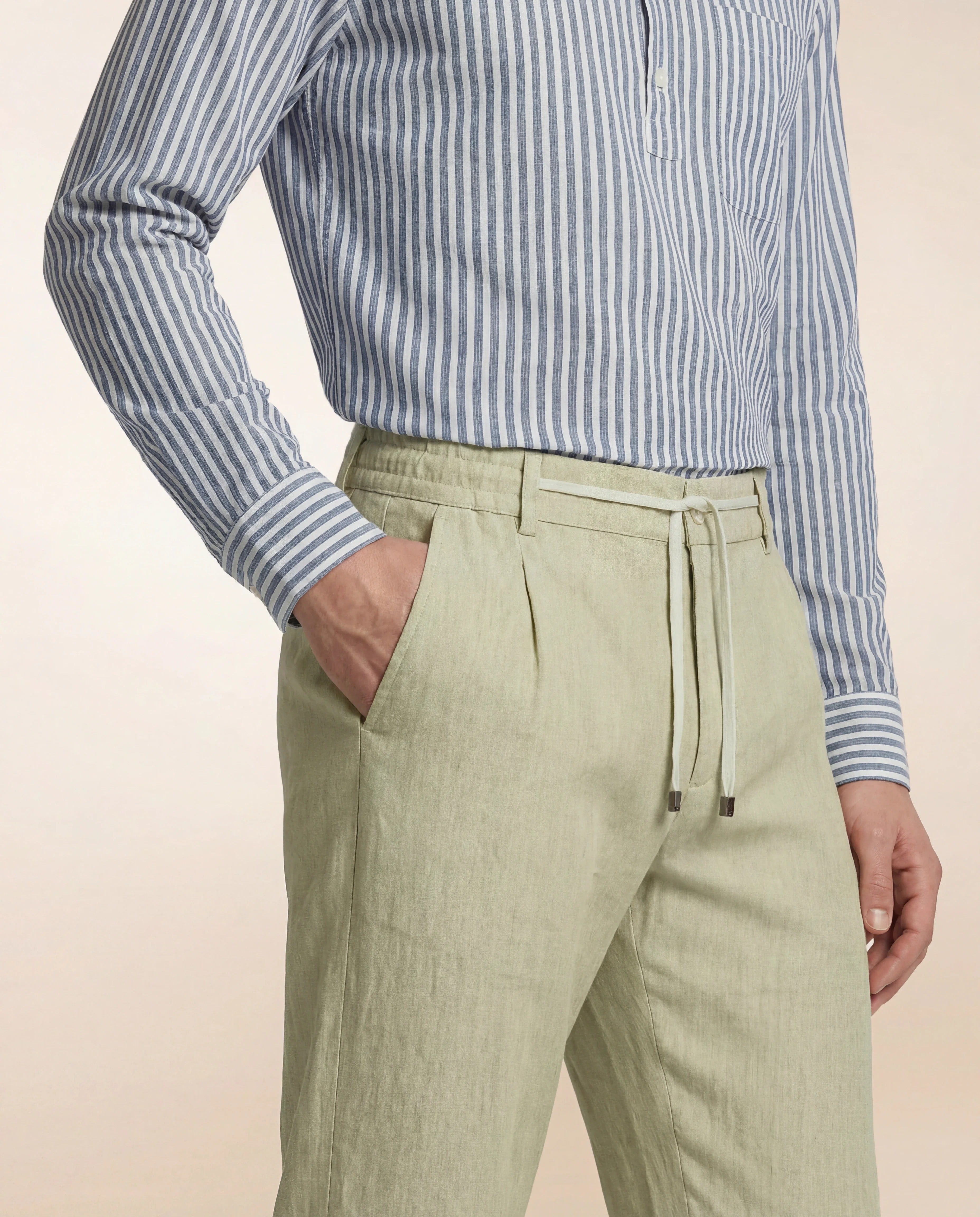 Cruna Mitte 1712 pantalone uomo ecru lino