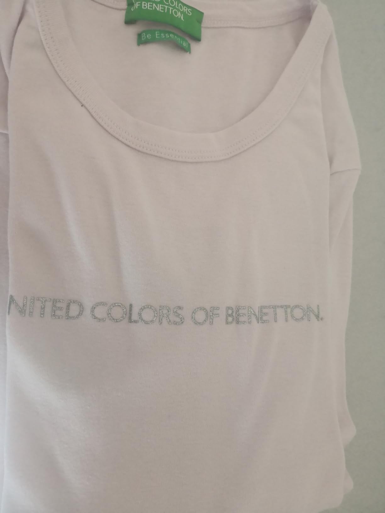 Benetton T-Shirt 3ga8e16g0 Donna Rossa Manica Lunga Glitter