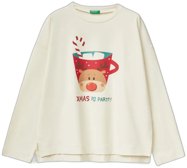 Benetton Maglieria 3dke3m07y maglia donna bianca cotone