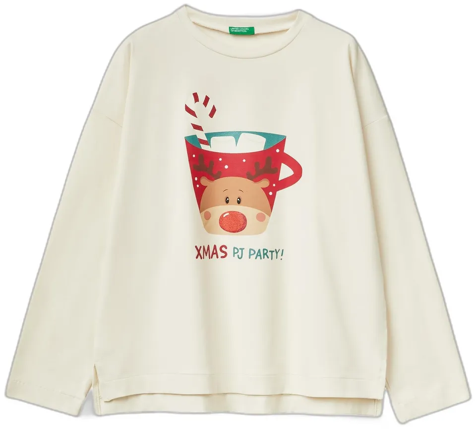 Benetton Maglieria 3dke3m07y maglia donna bianca cotone