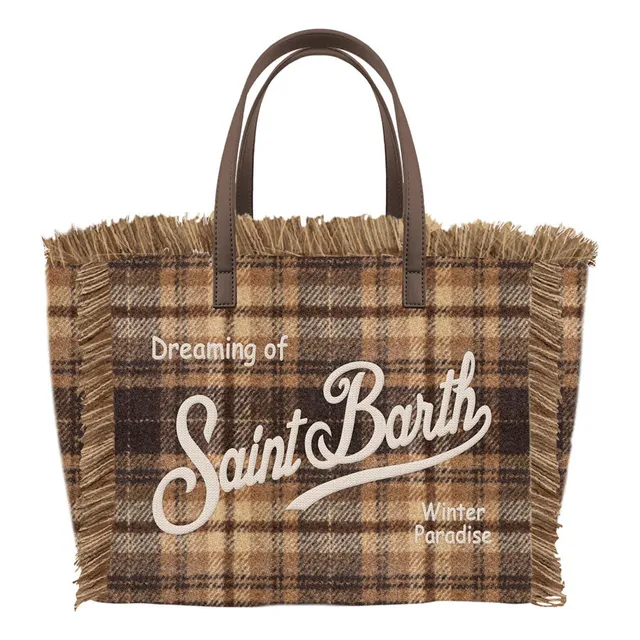 MC2 Saint Barth Colette Wool borsa donna tartan marrone lana
