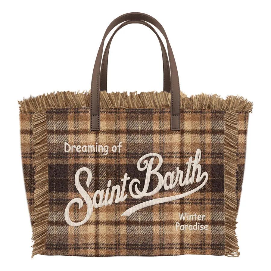 MC2 Saint Barth Colette Wool borsa donna tartan marrone lana