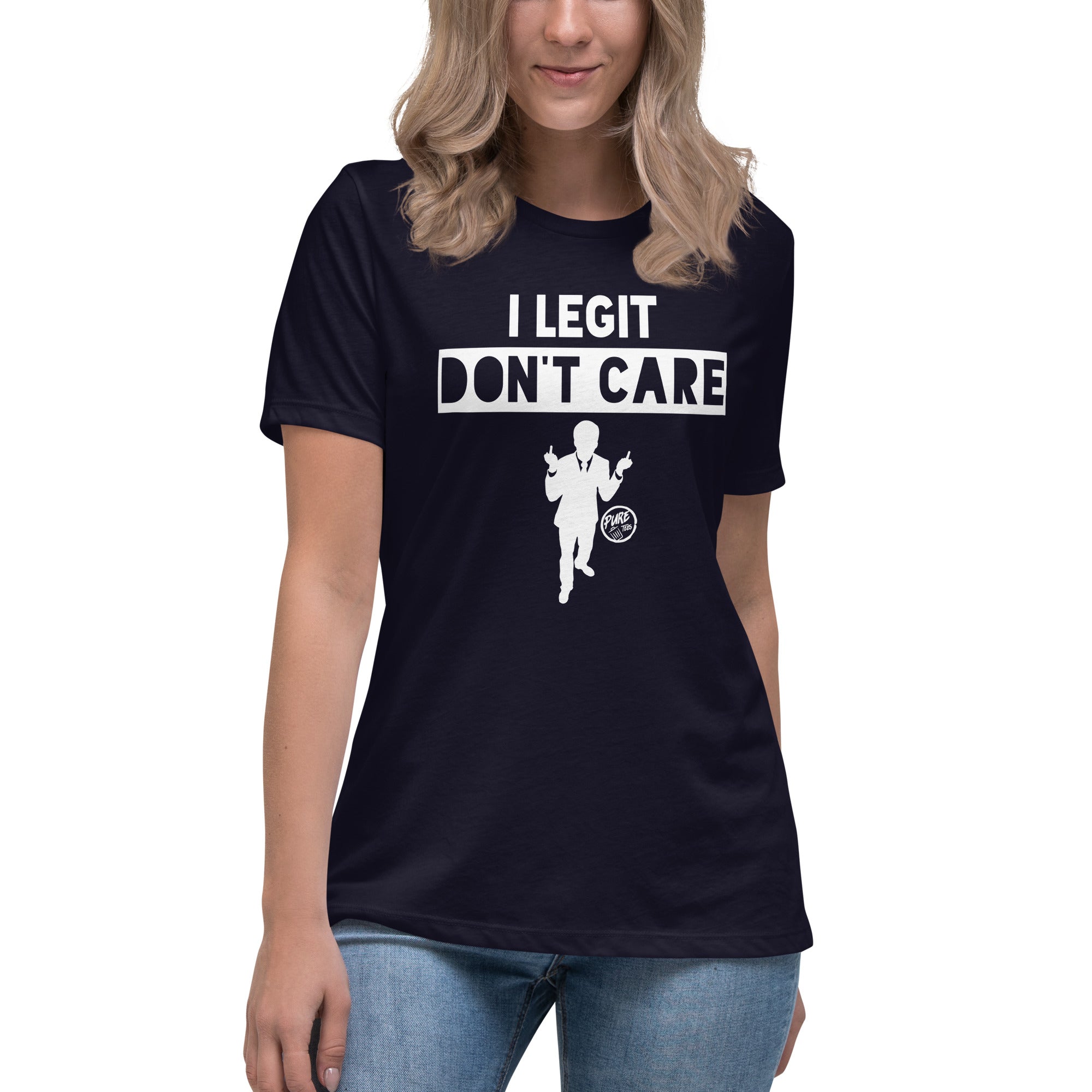 Pure Trash I Legit Don't Care t-shirt donna blu navy