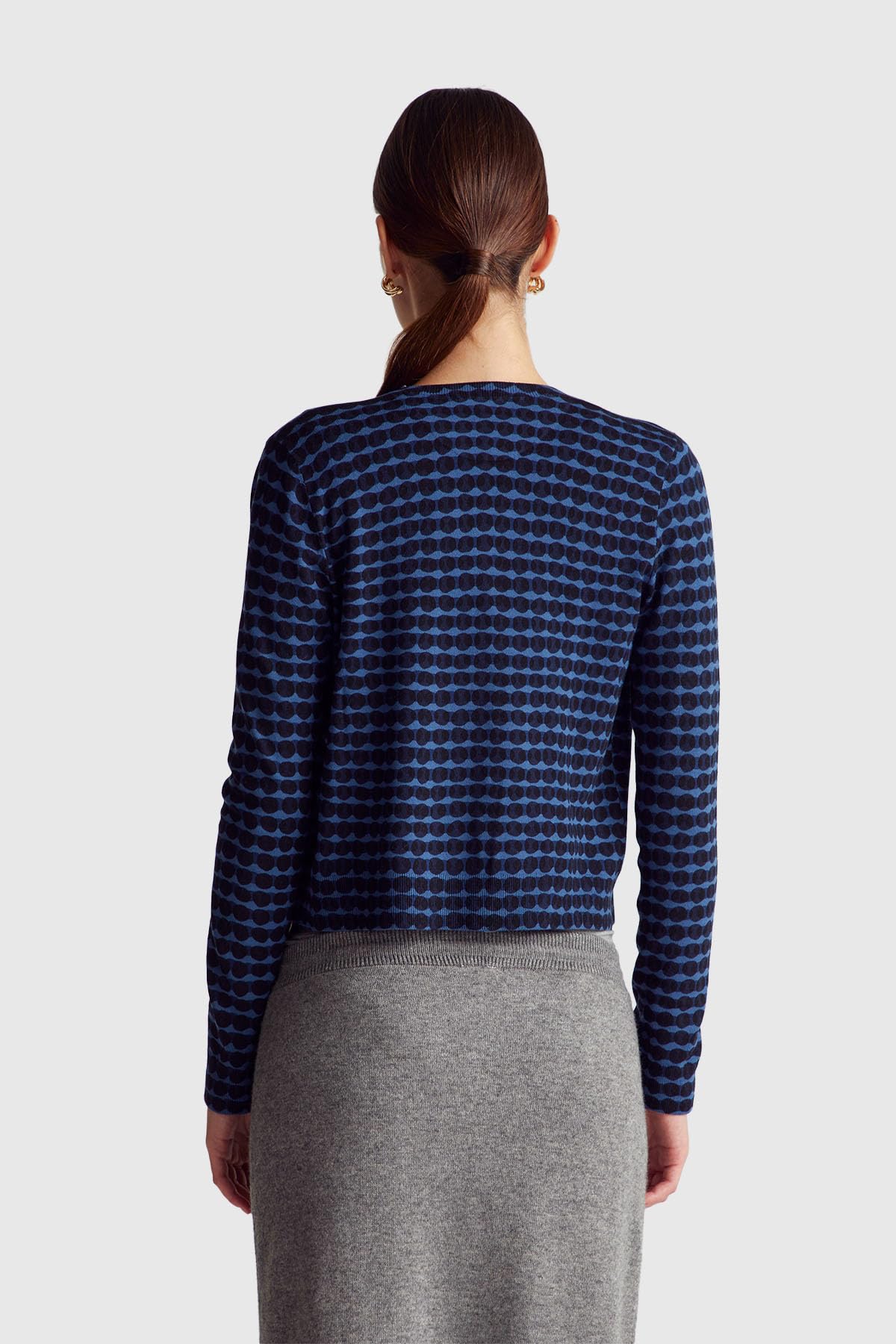 Benetton Maglieria Maglia Coreana Scollo Rotondo Stampa Allover