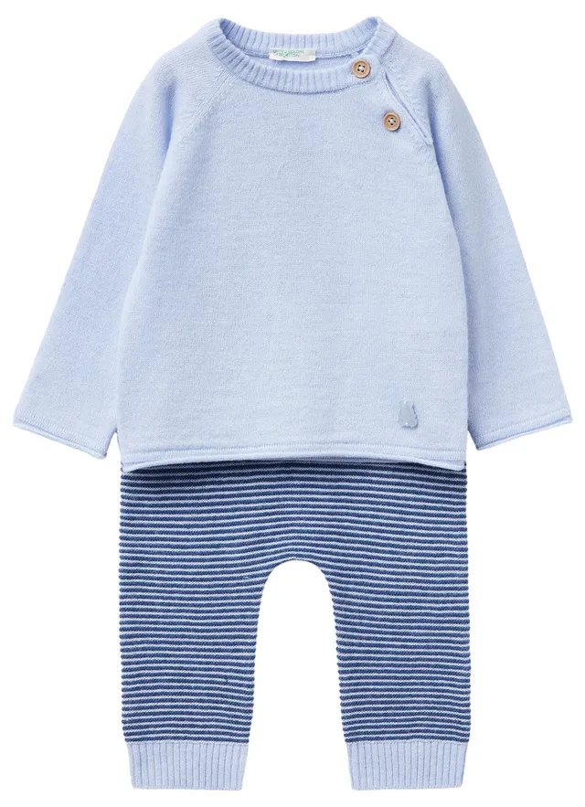 Benetton Felpe Tuta Completo Bimbo 74 Maglia Pantaloni Rigati