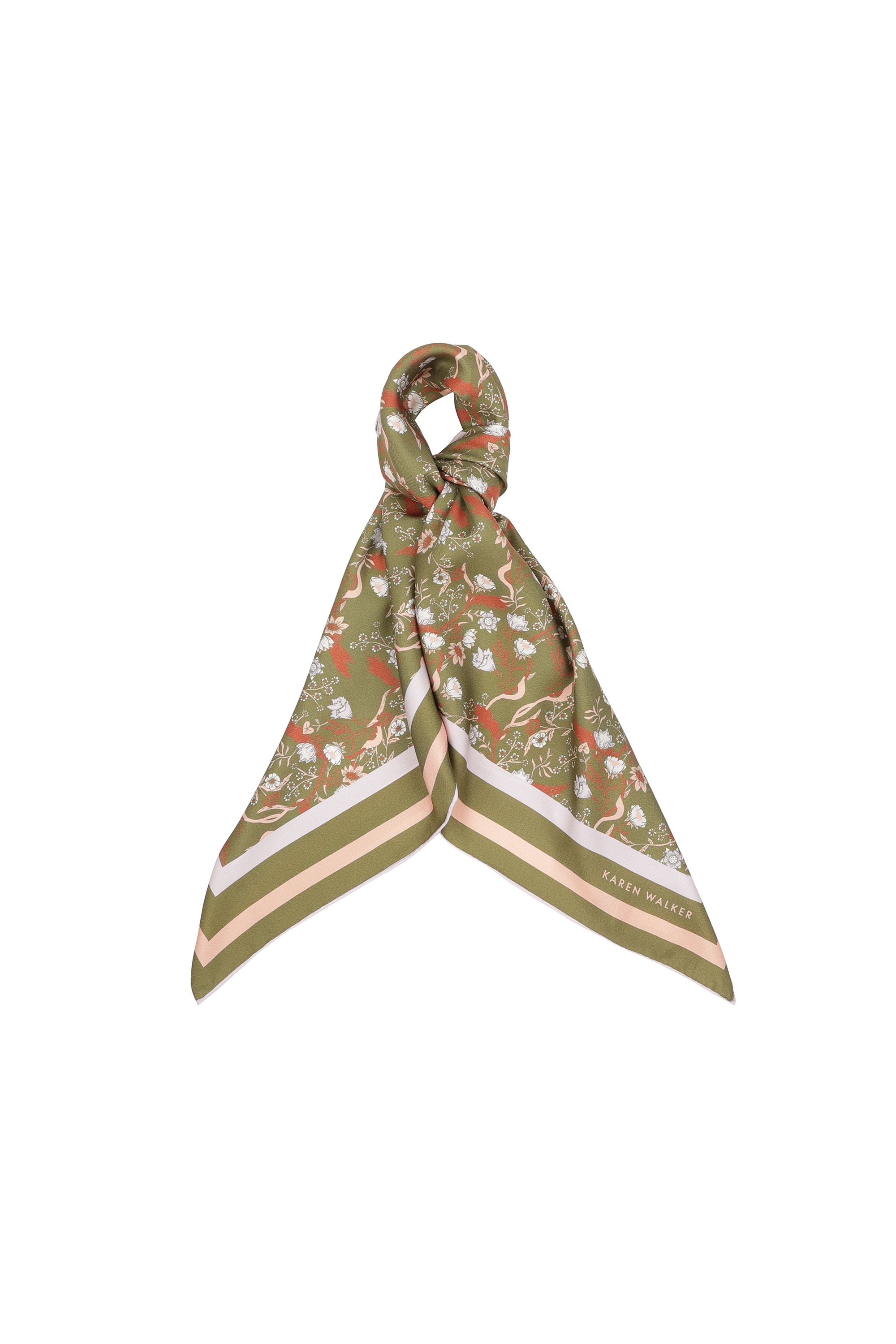 Karen Walker Whimsy Foulard Seta Oliva Multi Floreale