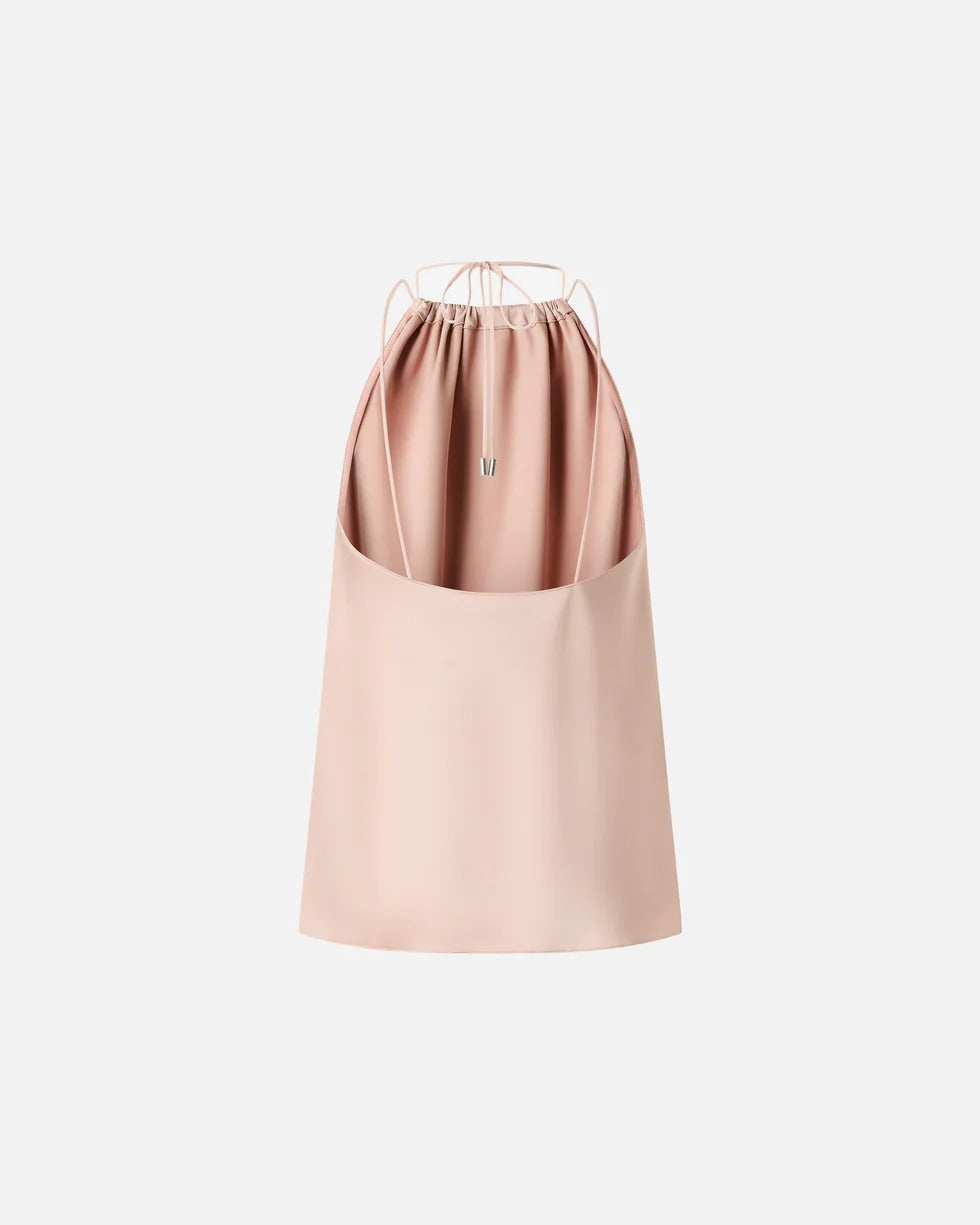 Pinko 106621 A1Y5 Top Satin Donna Rosa Beige Scollo Americana