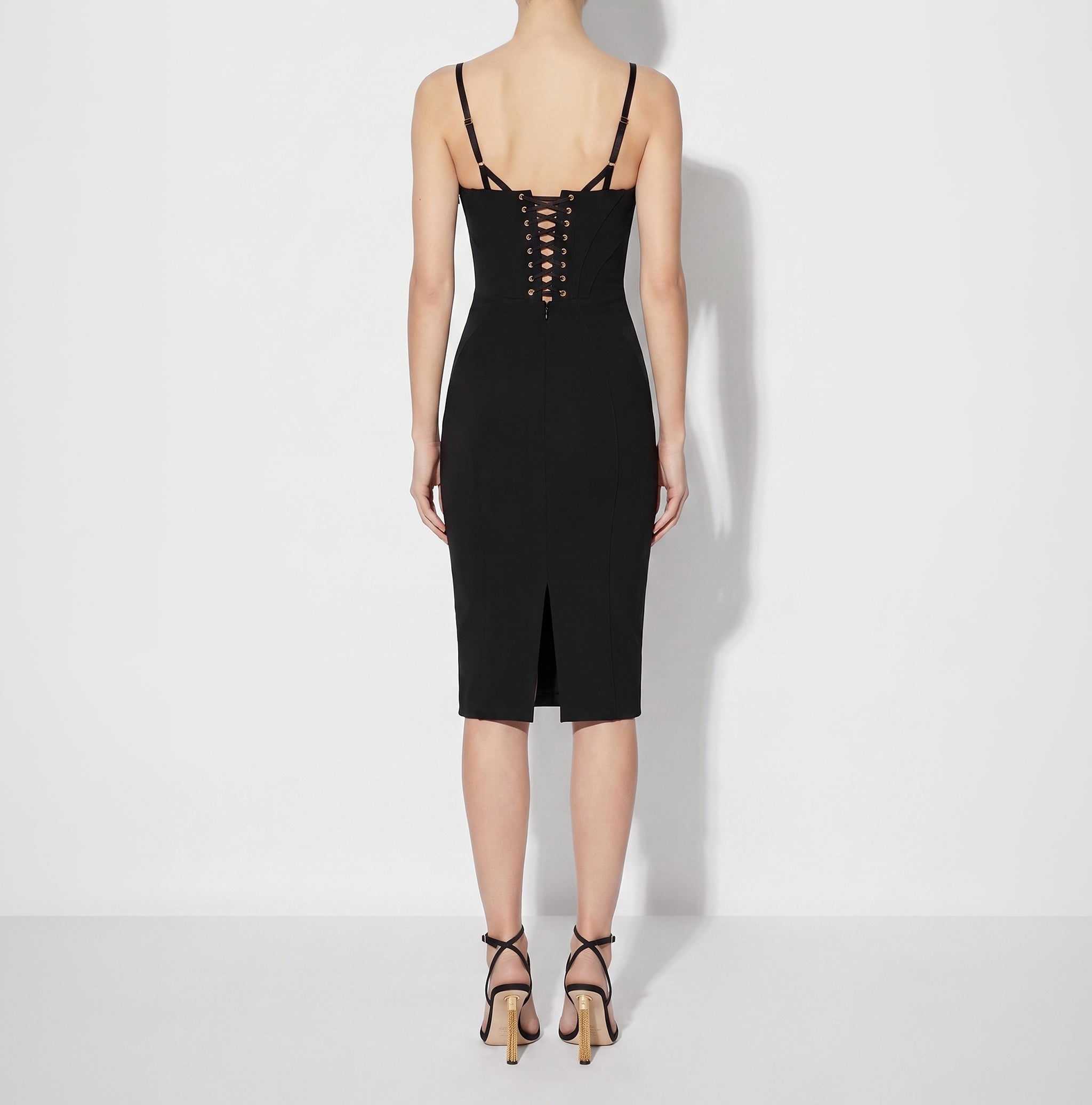 Elisabetta Franchi AB96466E2 abito midi nero raso