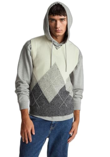 Benetton 1ngvk401j Gilet Uomo XS Maglia Rombi Regular