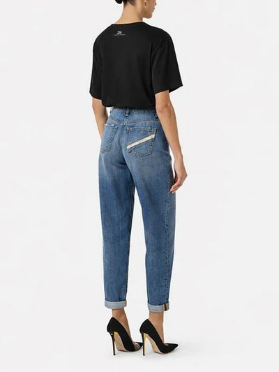 Elisabetta Franchi MA66P61E2 T-Shirt Jersey Nera Logo