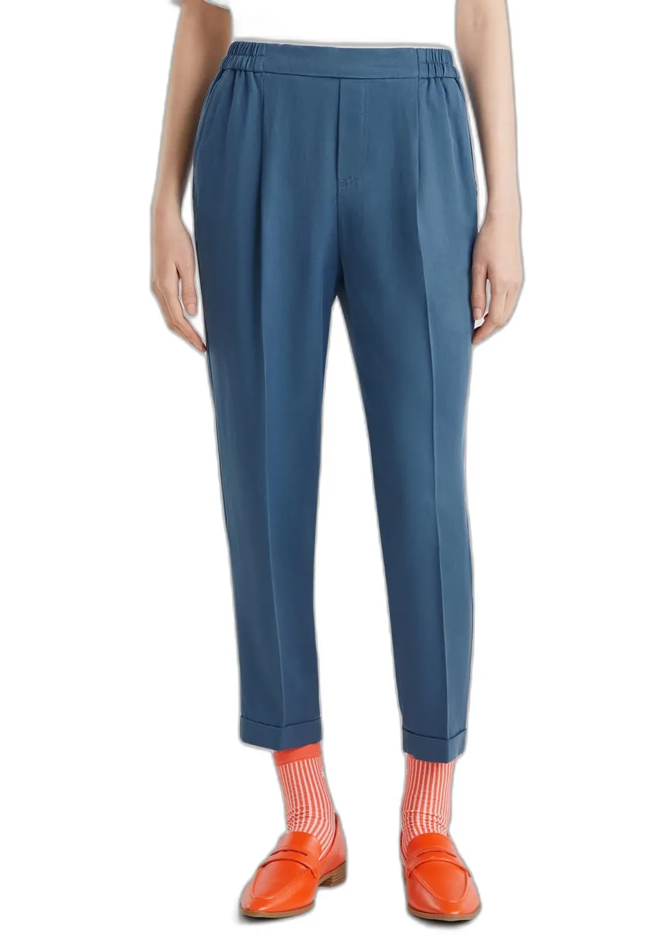 Benetton 4Y09DF079 Pantaloni Donna Taglia M Blu