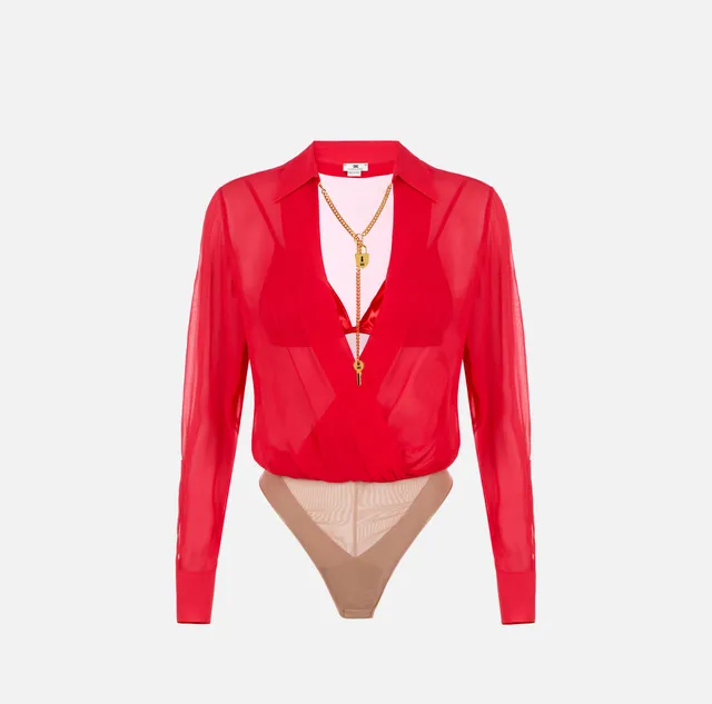 Elisabetta Franchi camicia body donna red passion georgette