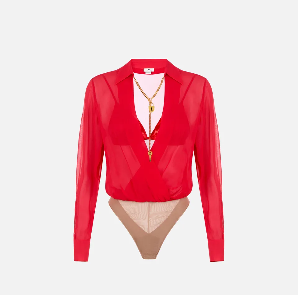 Elisabetta Franchi camicia body donna red passion georgette