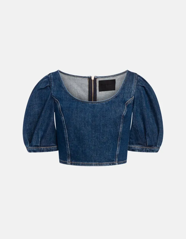 Dondup DC459 DSE340D Top Cropped Denim Blu Taglia 40