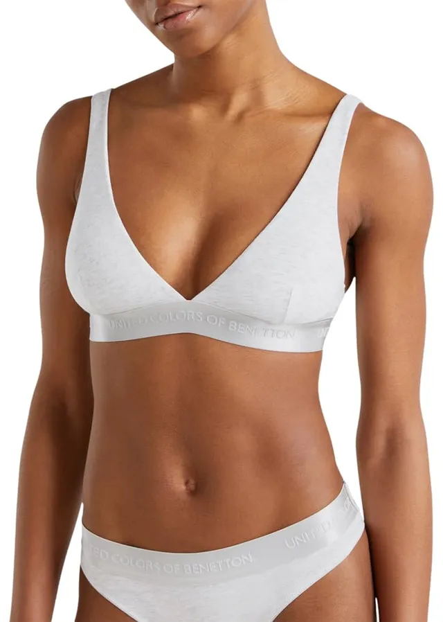 Benetton 3OP81R01F Reggiseno Donna Grigio XS Cotone