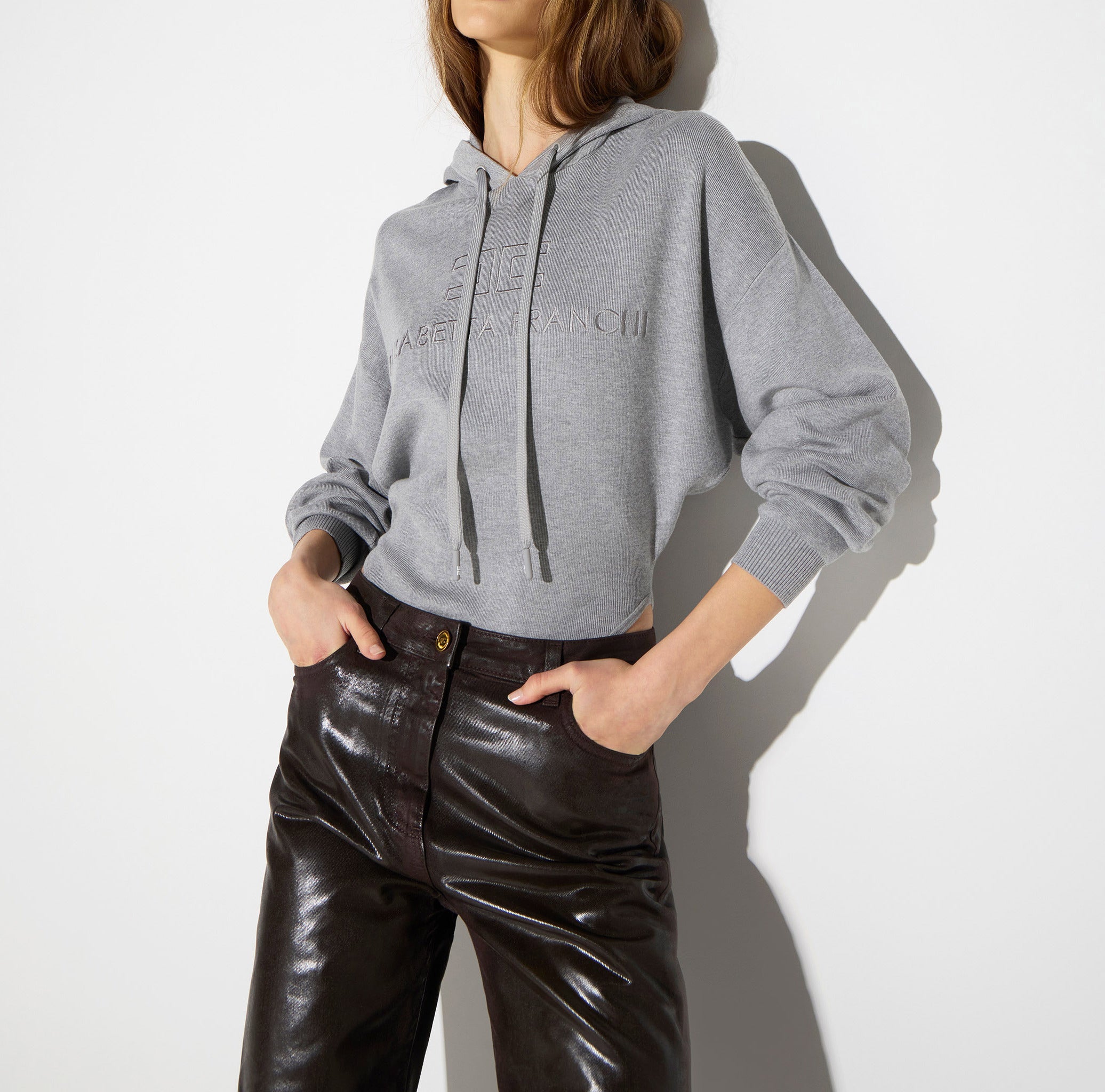 Elisabetta Franchi BK87S66E2 Body Maglia Grigio Melange Donna