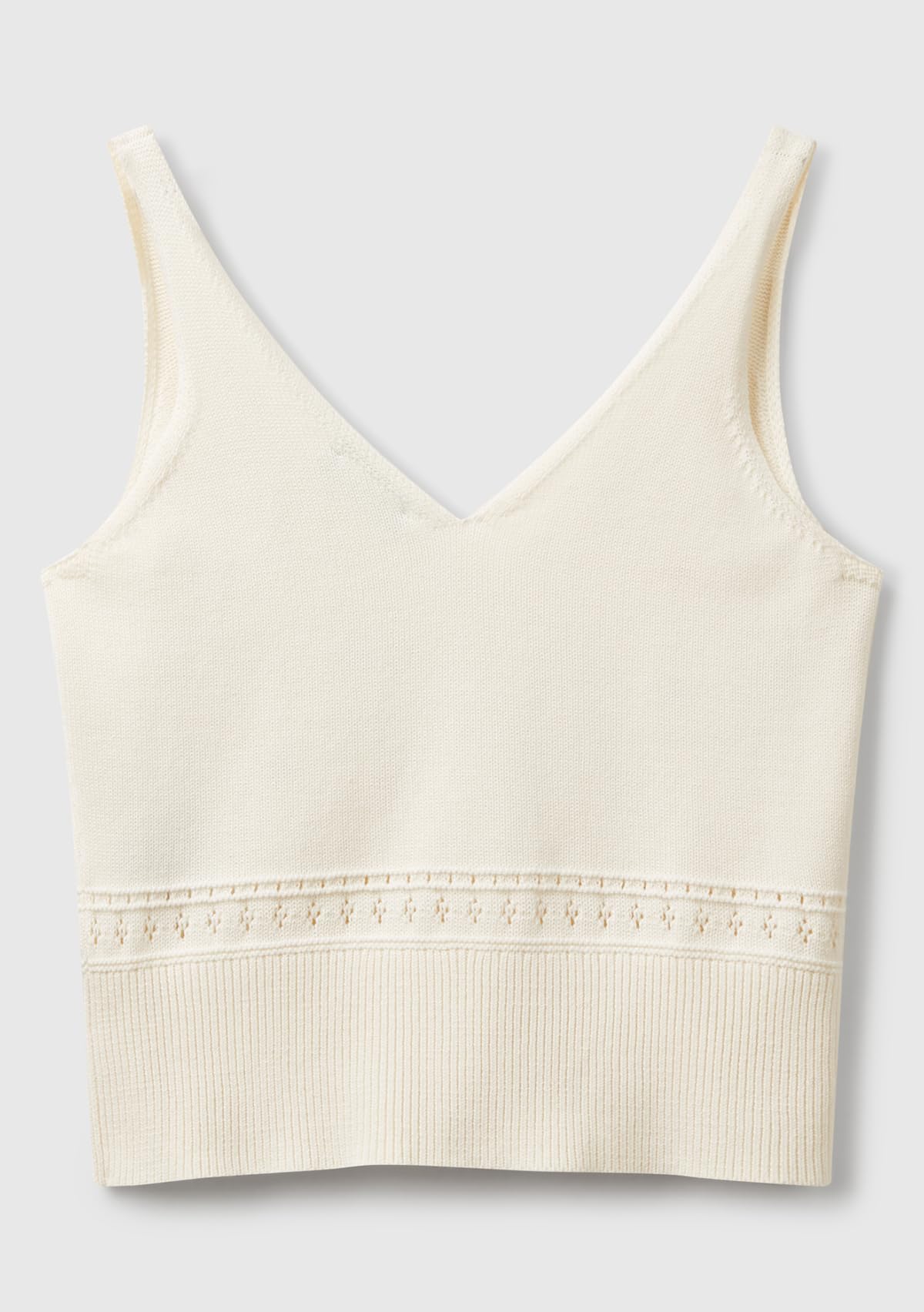 Benetton canotta donna M regular cotone fiori ricamati
