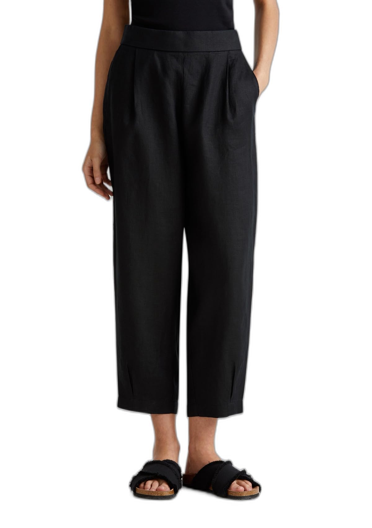 Benetton 4aghdf08l pantalone donna S lino nero