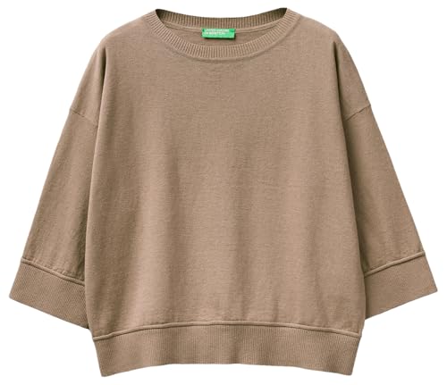 Benetton Maglieria Maglione Girocollo Boxy Manica 3/4