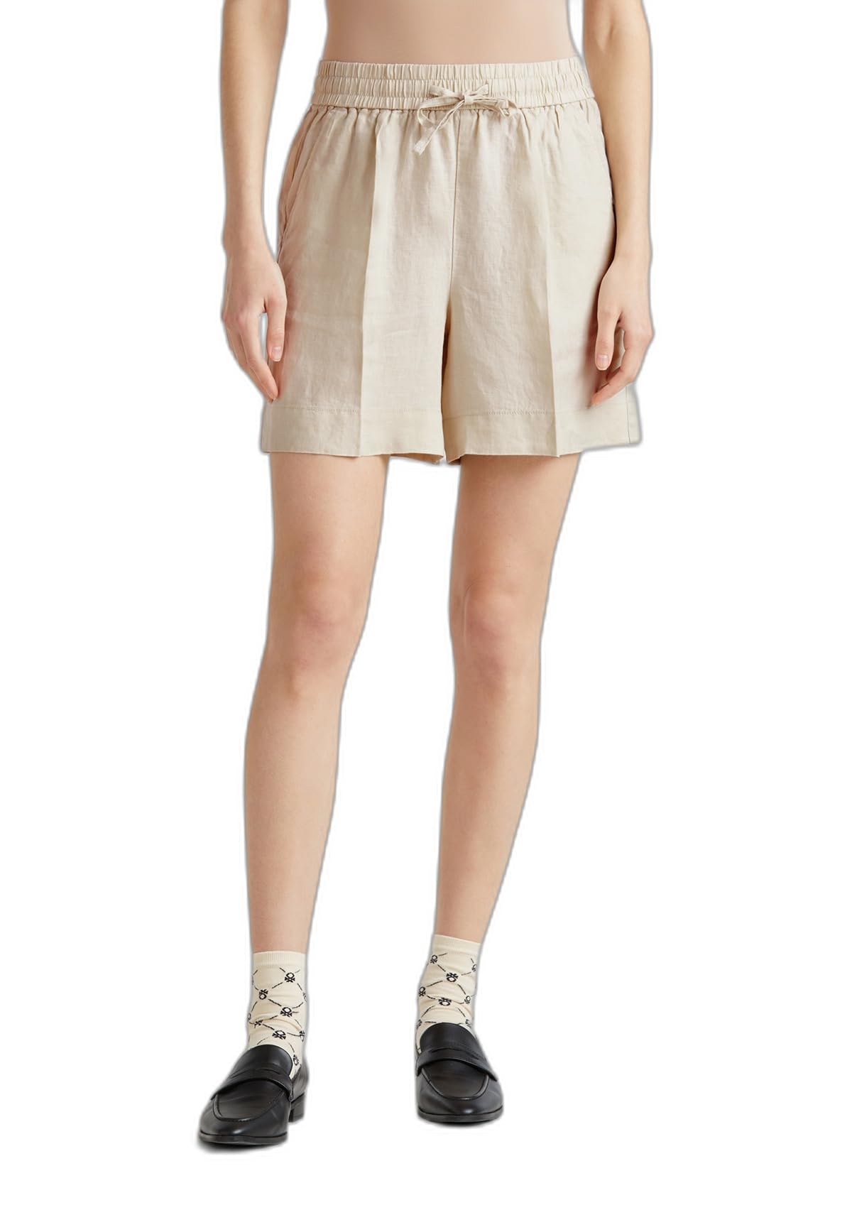 Benetton 4aghd901t Bermuda Donna Blu in Lino Elastico