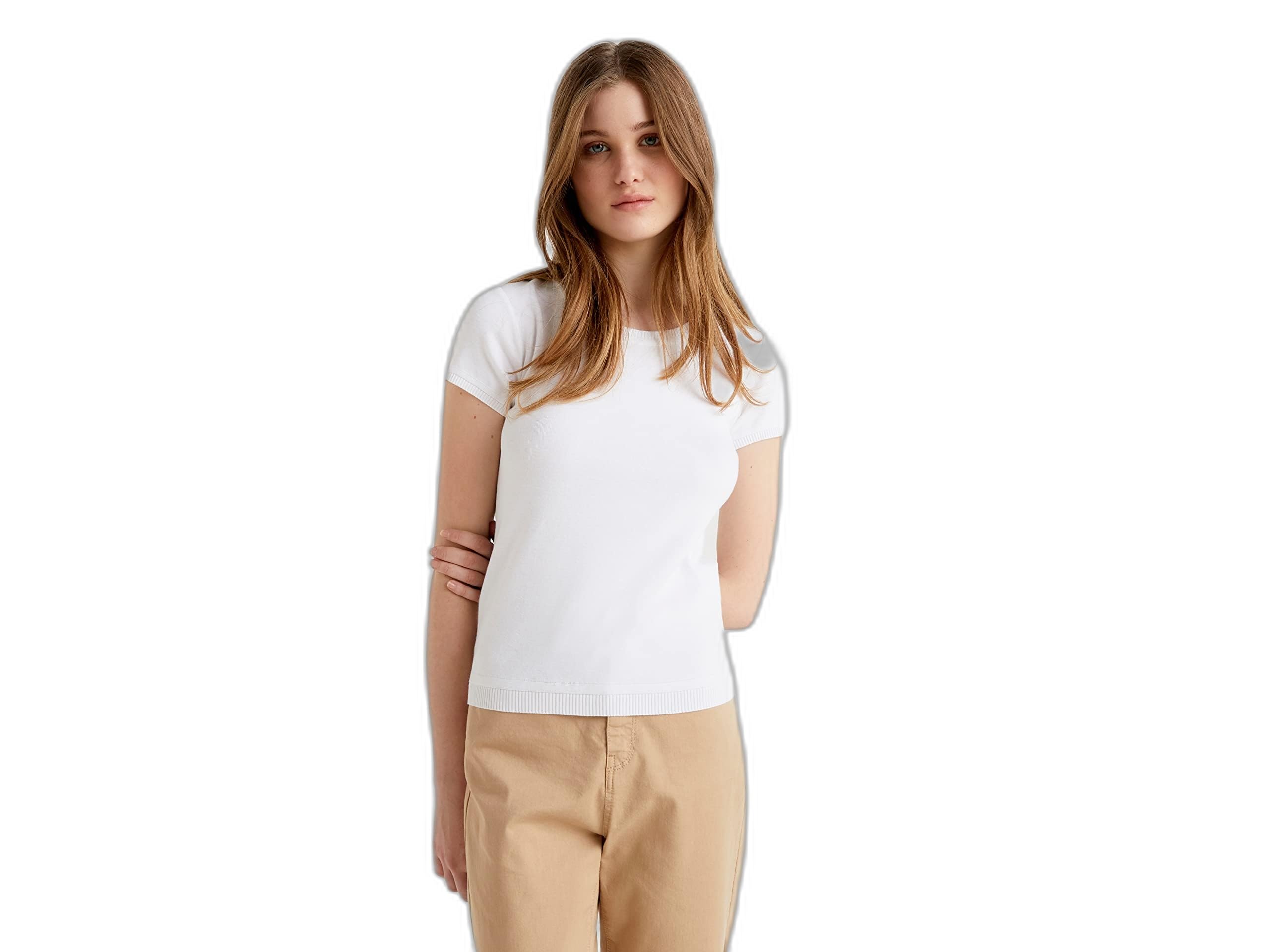 Benetton 1091d1m10 maglia donna girocollo tinta unita
