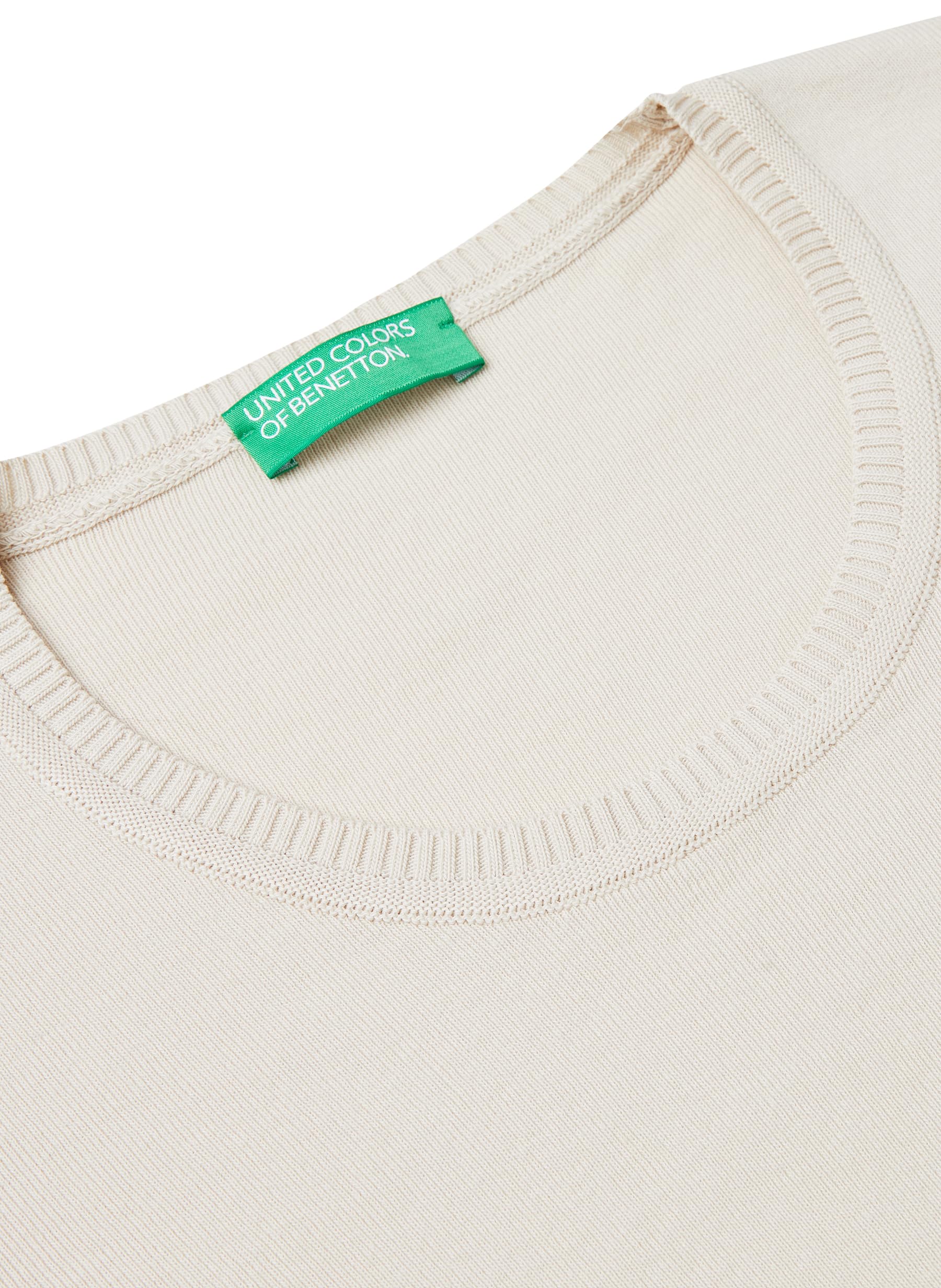 Benetton Maglia Girocollo 1091d1m08 Maglione Donna Beige
