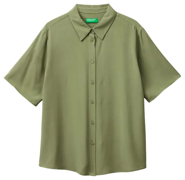 United Colors of Benetton 5WPWDQ0B1 Camicia Donna Verde